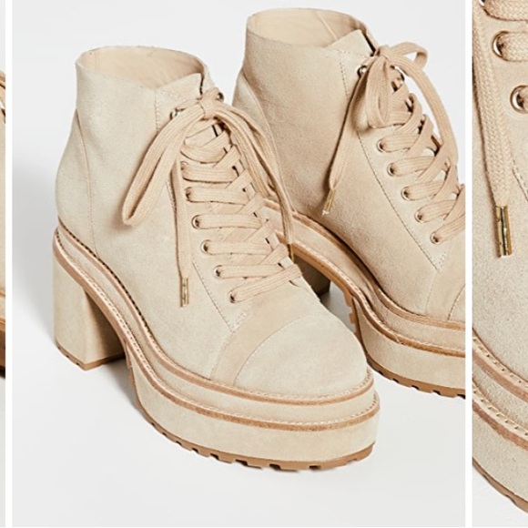Cult Gaia Cream Suede Bratz Lug Soled Platform Ankle Boots, size 7 - Picture 6 of 11